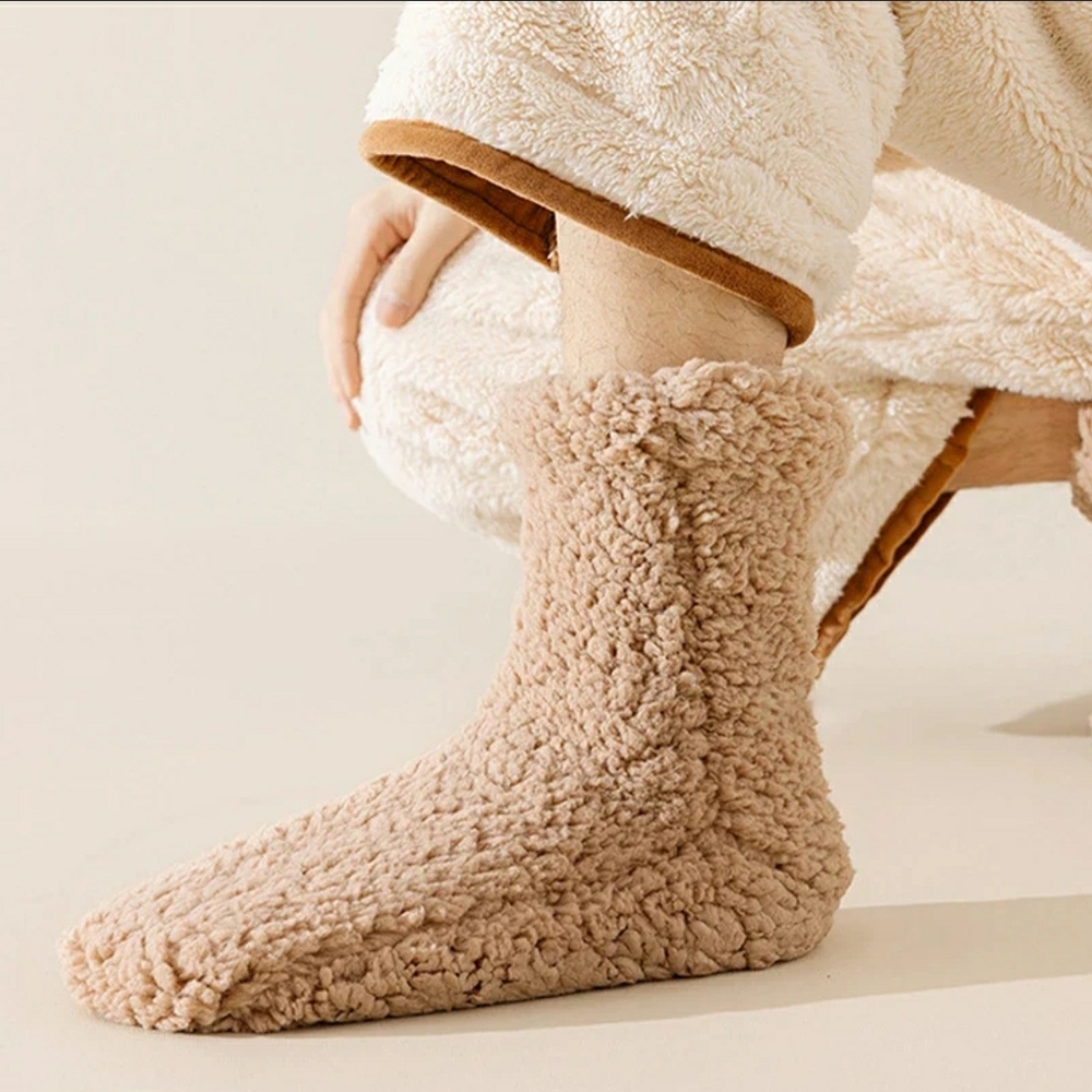 Cozy Tan Women's Fleece Slippers Sherpa Socks